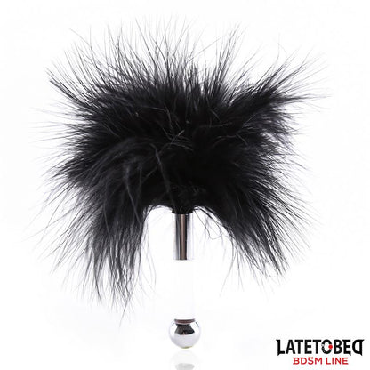 LATETOBED BDSM LINE - FEATHER TICKLER WITH ACRYLIC METAL HANDLE
