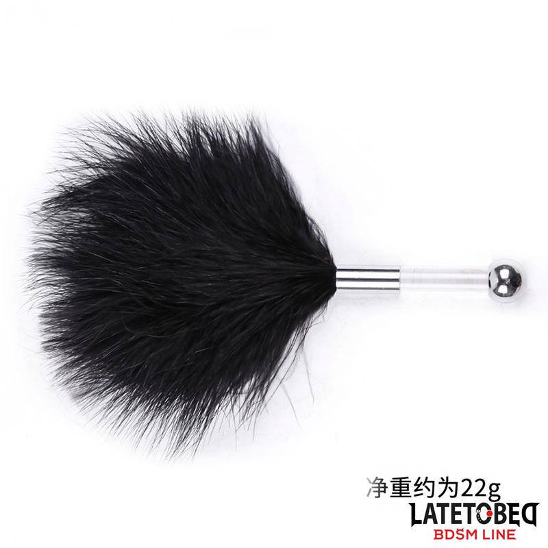LATETOBED BDSM LINE - FEATHER TICKLER WITH ACRYLIC METAL HANDLE