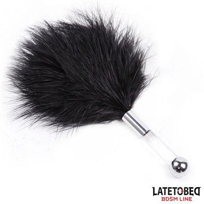 LATETOBED BDSM LINE - FEATHER TICKLER WITH ACRYLIC METAL HANDLE