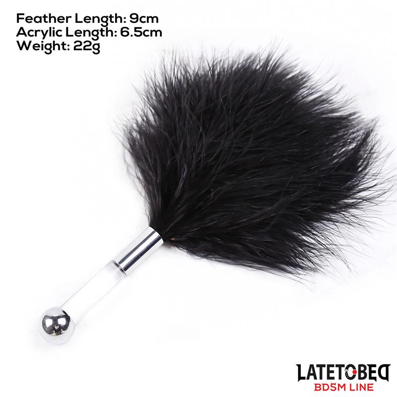 LATETOBED BDSM LINE - FEATHER TICKLER WITH ACRYLIC METAL HANDLE