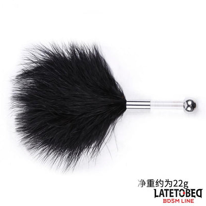 LATETOBED BDSM LINE - FEATHER TICKLER WITH ACRYLIC METAL HANDLE