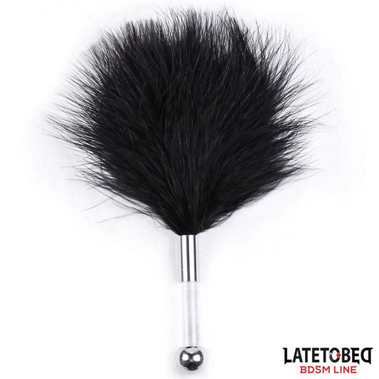 LATETOBED BDSM LINE - FEATHER TICKLER WITH ACRYLIC METAL HANDLE