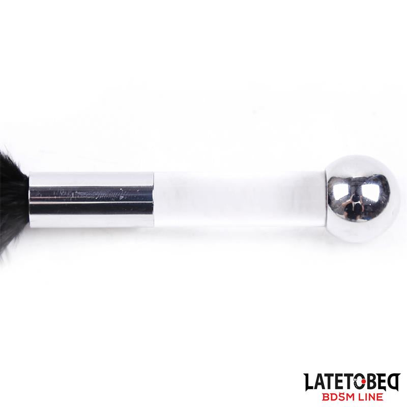 LATETOBED BDSM LINE - FEATHER TICKLER WITH ACRYLIC METAL HANDLE