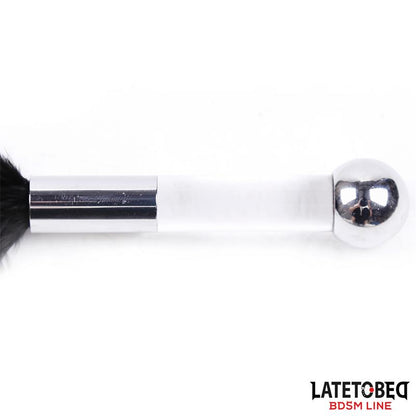 LATETOBED BDSM LINE - FEATHER TICKLER WITH ACRYLIC METAL HANDLE