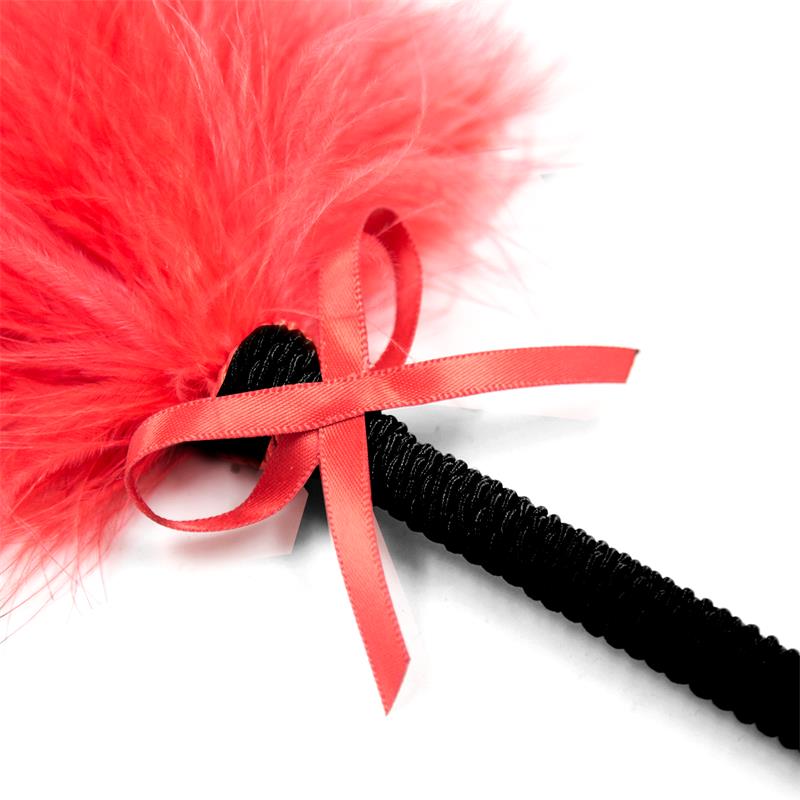 LATETOBED BDSM LINE - FEATHER TICKLER WITH BOW 25 CM RED