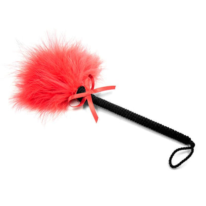 LATETOBED BDSM LINE - FEATHER TICKLER WITH BOW 25 CM RED