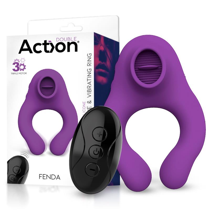 ACTION - FENDA VIBRATING RING WITH LICKING TONGUE AND REMOTE CONTROL 3 MOTORS MAGNETIC USB