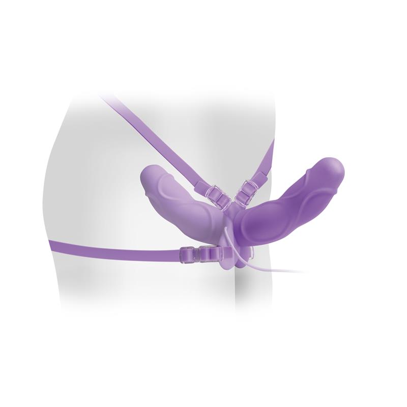 FETISH FANTASY ELITE - FETISH FANTASY ELITE VIBRATING DOUBLE DELIGHT STRAP-ON PURPLE