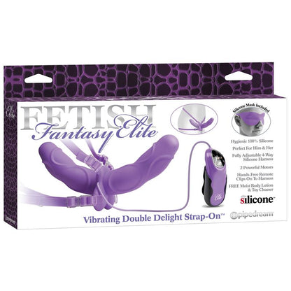 FETISH FANTASY ELITE - VIBRATING DOUBLE DELIGHT STRAP-ON PURPLE