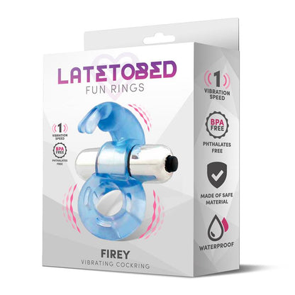 LATETOBED - FIREY VIBRATING PENIS RING WITH RABBIT BLUE