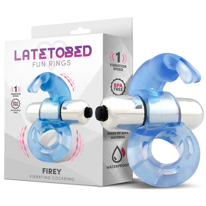 LATETOBED - FIREY VIBRATING PENIS RING WITH RABBIT BLUE