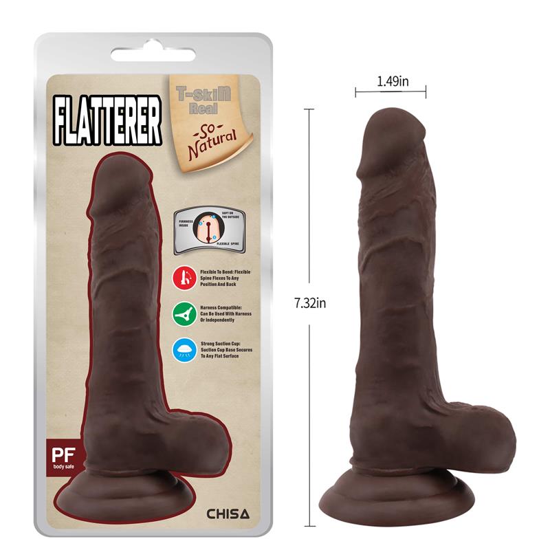 CHISA - FLATTERER DUAL-DENSITY DILDO BROWN 18.6CM