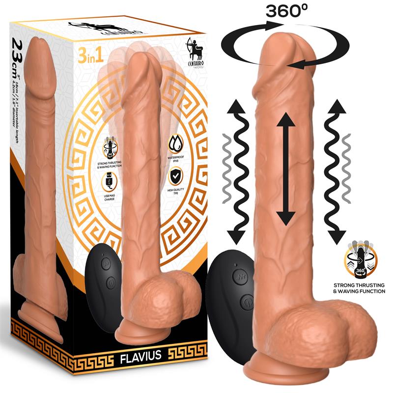 CENTAURO - FLAVIUS DILDO WITH THRUSTING, 360º WAVING AND VIBRATION 9- 23 CM