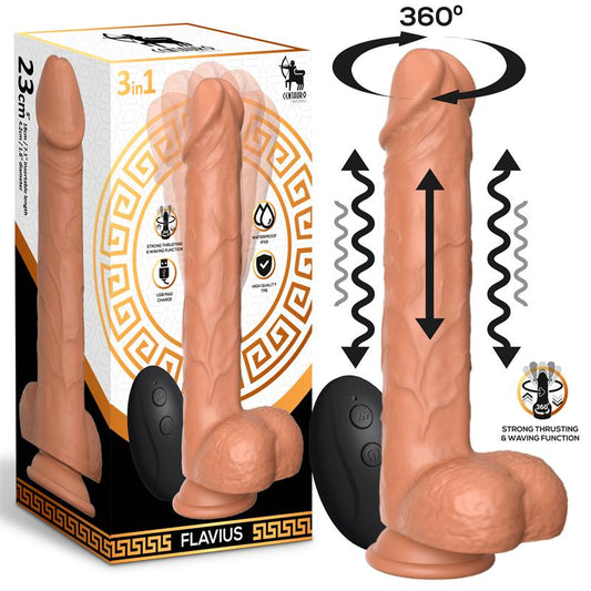 CENTAURO - FLAVIUS DILDO WITH THRUSTING, 360º WAVING AND VIBRATION 9- 23 CM