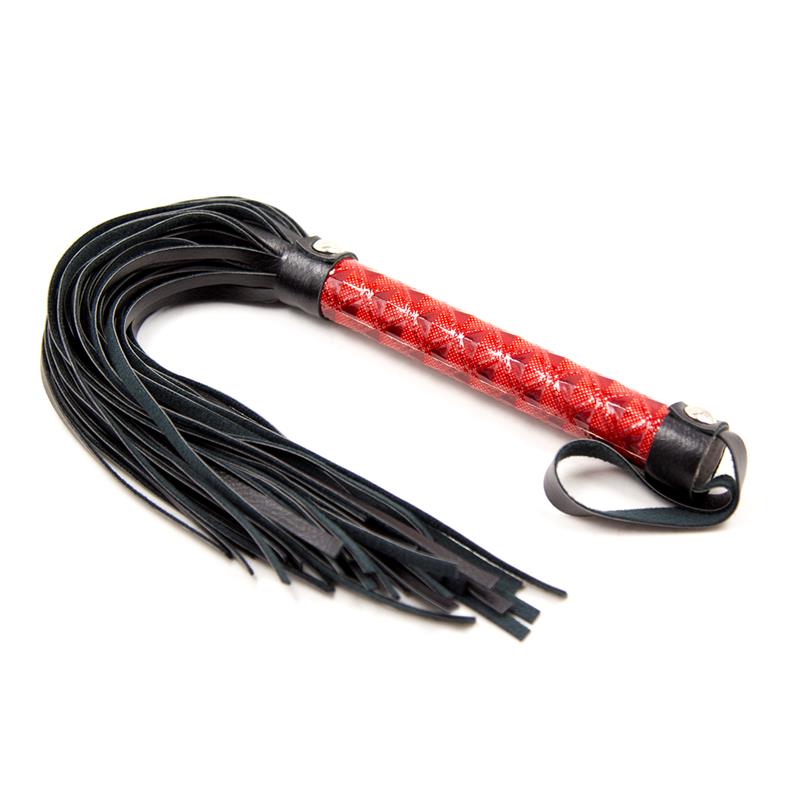 LATETOBED BDSM LINE - FLOGGER DIAMOND PATTERN AND METAL HARDWARE 39 CM RED