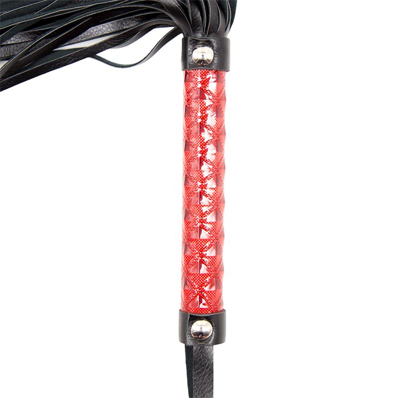 LATETOBED BDSM LINE - FLOGGER DIAMOND PATTERN AND METAL HARDWARE 39 CM RED