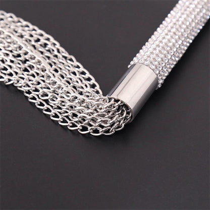 LATETOBED BDSM LINE - FLOGGER WITH CHAIN TASSEL WITH RHINESTONE HANDLE