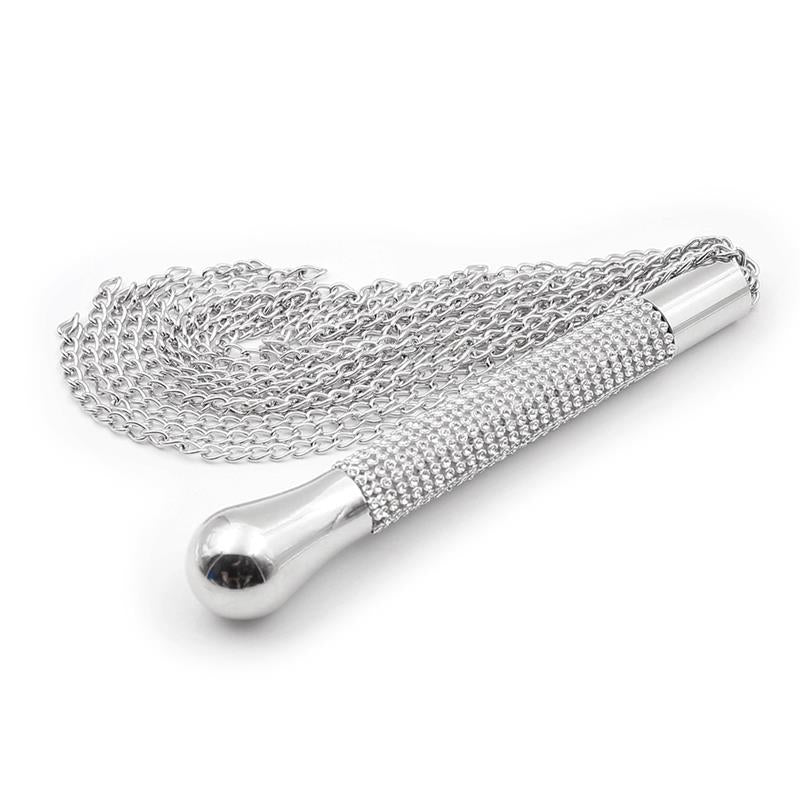 LATETOBED BDSM LINE - FLOGGER WITH CHAIN TASSEL WITH RHINESTONE HANDLE