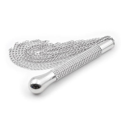 LATETOBED BDSM LINE - FLOGGER WITH CHAIN TASSEL WITH RHINESTONE HANDLE