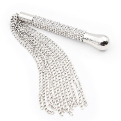LATETOBED BDSM LINE - FLOGGER WITH CHAIN TASSEL WITH RHINESTONE HANDLE