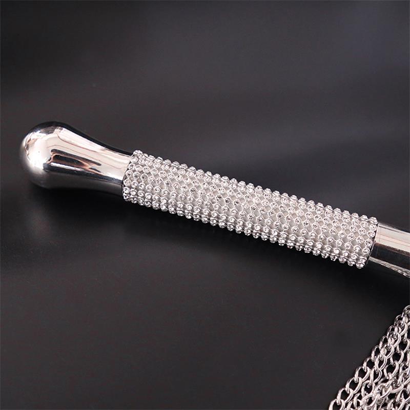 LATETOBED BDSM LINE - FLOGGER WITH CHAIN TASSEL WITH RHINESTONE HANDLE