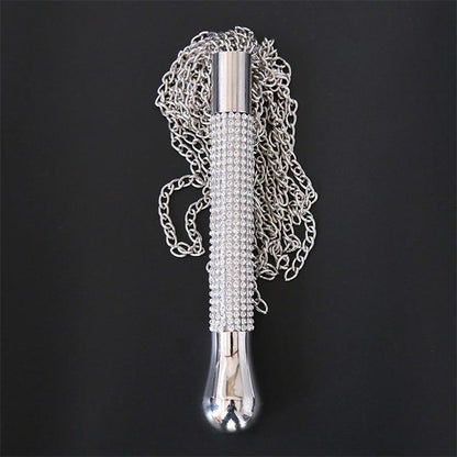 LATETOBED BDSM LINE - FLOGGER WITH CHAIN TASSEL WITH RHINESTONE HANDLE