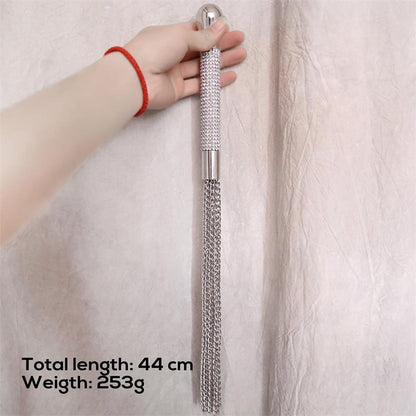 LATETOBED BDSM LINE - FLOGGER WITH CHAIN TASSEL WITH RHINESTONE HANDLE