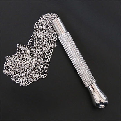 LATETOBED BDSM LINE - FLOGGER WITH CHAIN TASSEL WITH RHINESTONE HANDLE