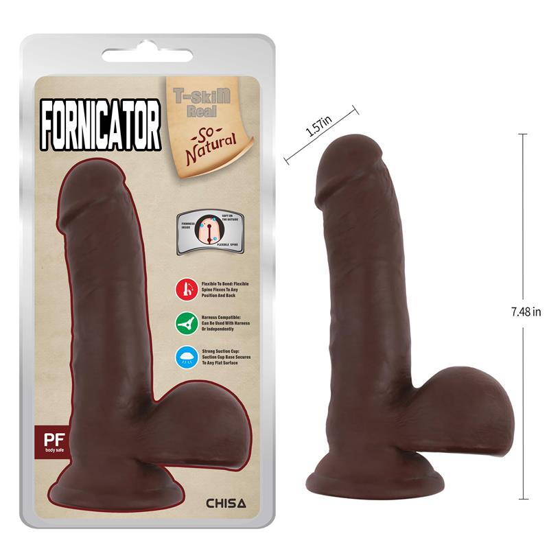 CHISA - FORNICATOR DUAL-DENSITY DILDO BROWN 19CM