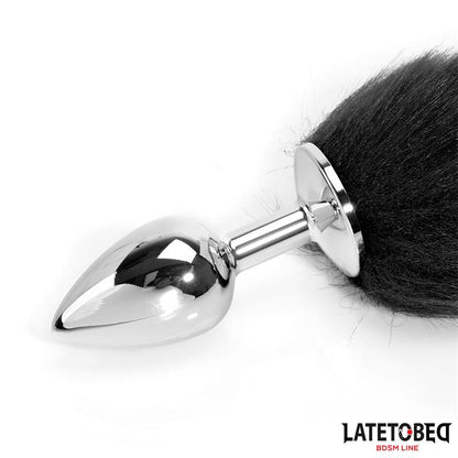 LATETOBED BDSM LINE - FOX TAIL ANAL PLUG BLACK AND WHITE 40 CM