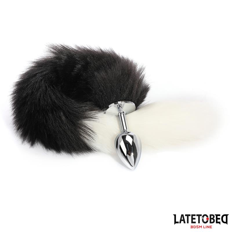 LATETOBED BDSM LINE - FOX TAIL ANAL PLUG BLACK AND WHITE 40 CM