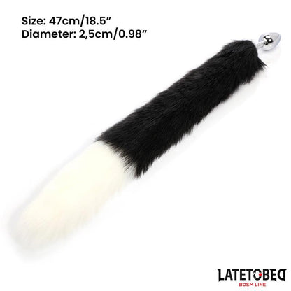 LATETOBED BDSM LINE - FOX TAIL ANAL PLUG BLACK AND WHITE 40 CM