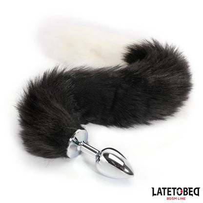 LATETOBED BDSM LINE - FOX TAIL ANAL PLUG BLACK AND WHITE 40 CM