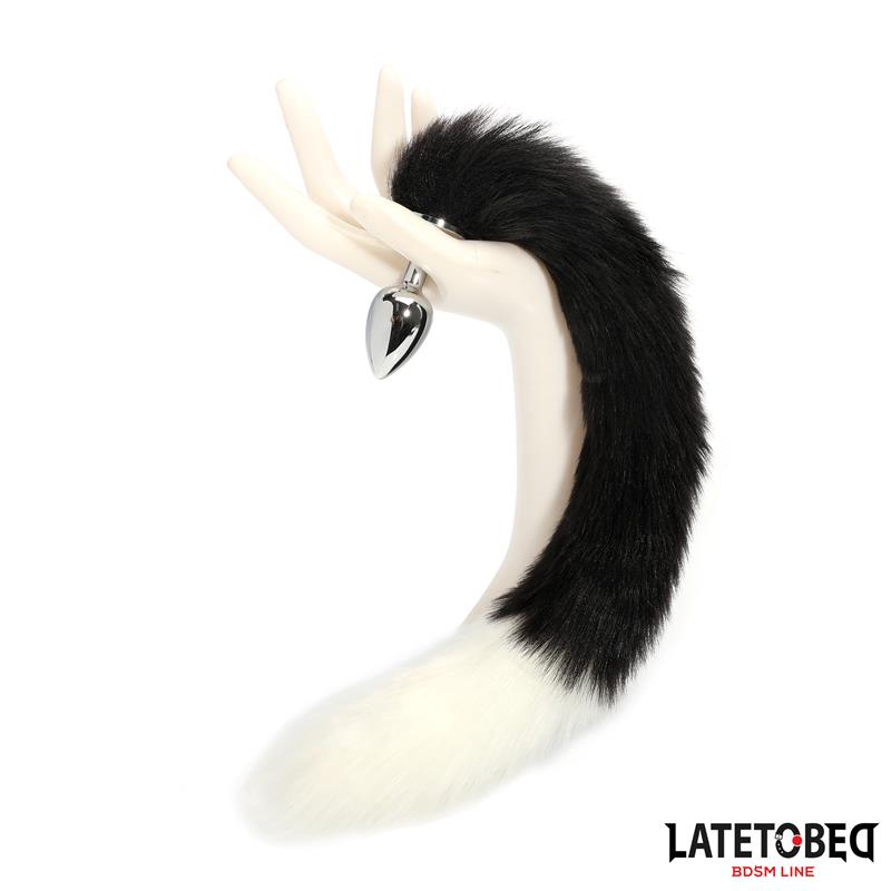 LATETOBED BDSM LINE - FOX TAIL ANAL PLUG BLACK AND WHITE 40 CM