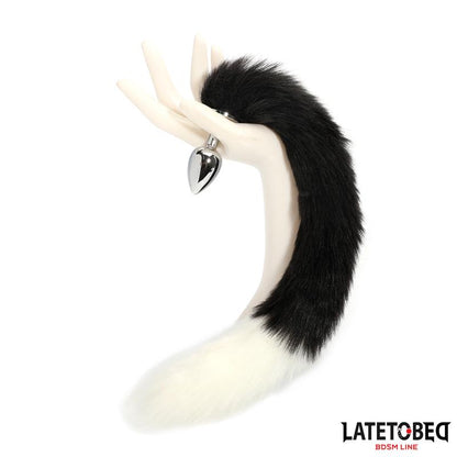 LATETOBED BDSM LINE - FOX TAIL ANAL PLUG BLACK AND WHITE 40 CM