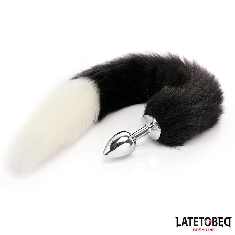 LATETOBED BDSM LINE - FOX TAIL ANAL PLUG BLACK AND WHITE 40 CM