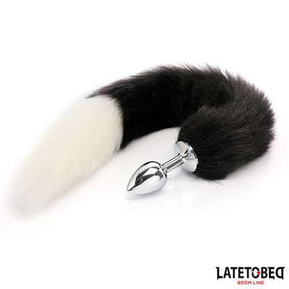 LATETOBED BDSM LINE - FOX TAIL ANAL PLUG BLACK AND WHITE 40 CM