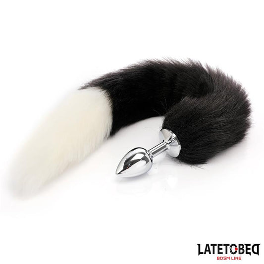 LATETOBED BDSM LINE - FOX TAIL ANAL PLUG BLACK AND WHITE 40 CM