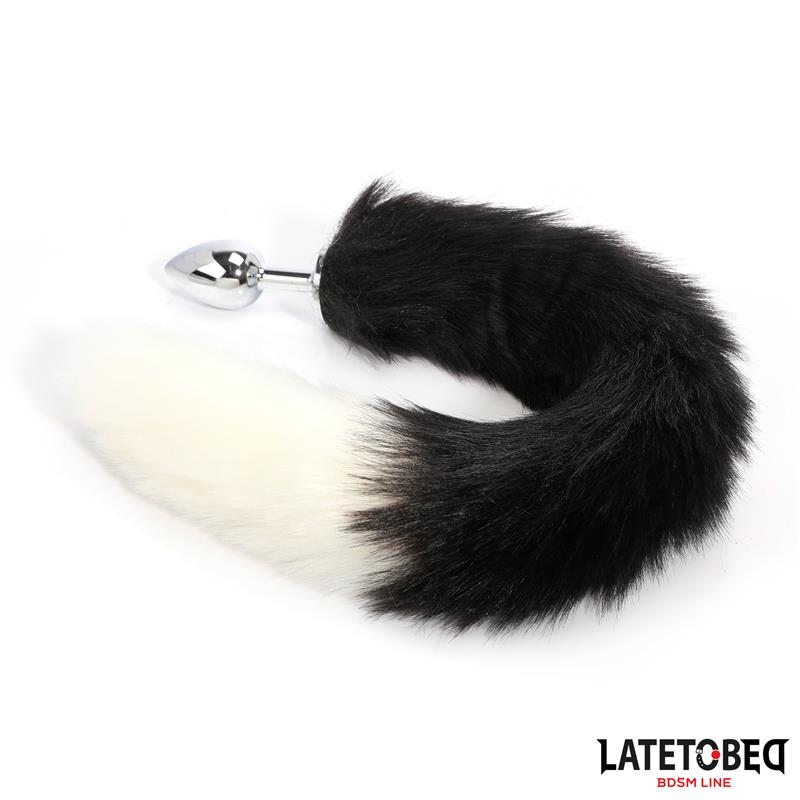LATETOBED BDSM LINE - FOX TAIL ANAL PLUG BLACK AND WHITE 40 CM