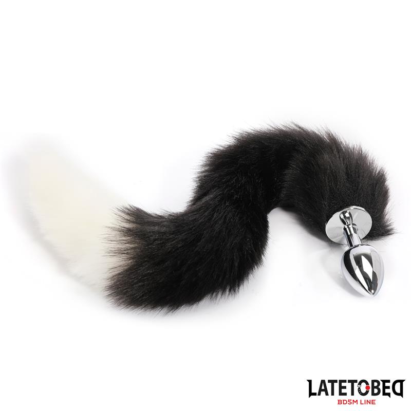 LATETOBED BDSM LINE - FOX TAIL ANAL PLUG BLACK AND WHITE 40 CM