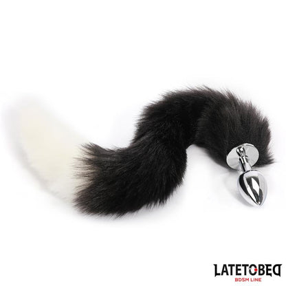 LATETOBED BDSM LINE - FOX TAIL ANAL PLUG BLACK AND WHITE 40 CM