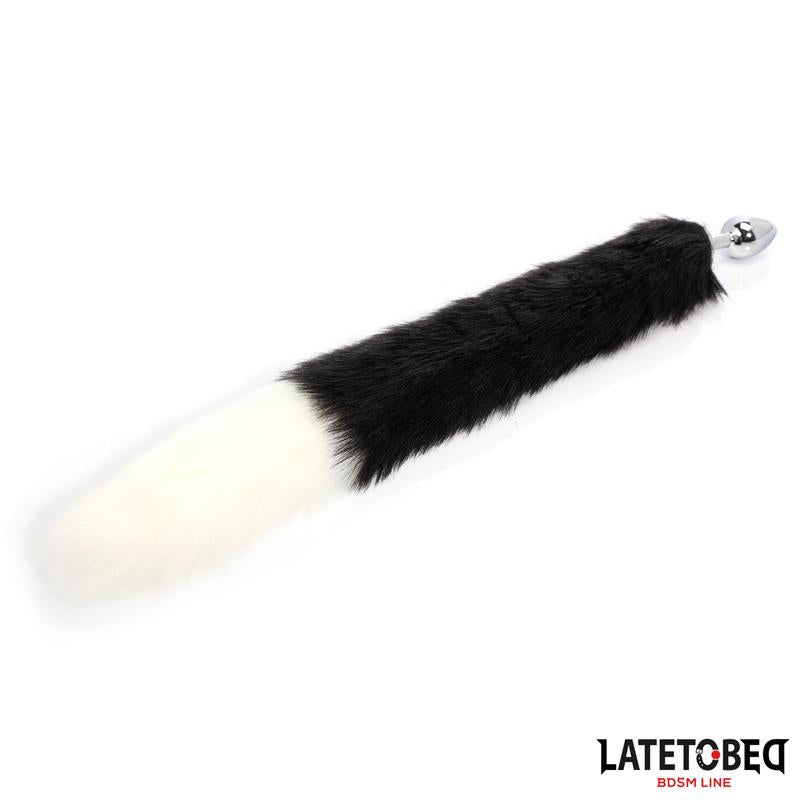 LATETOBED BDSM LINE - FOX TAIL ANAL PLUG BLACK AND WHITE 40 CM