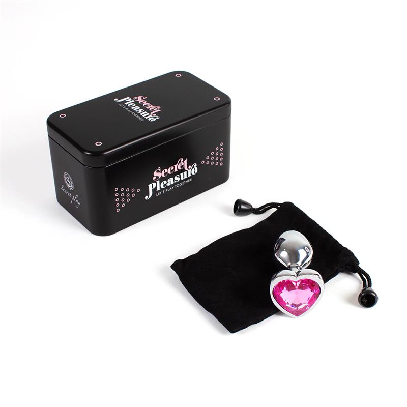 SECRET PLAY - FUCHSIA HEART METAL BUTT PLUG SIZE S