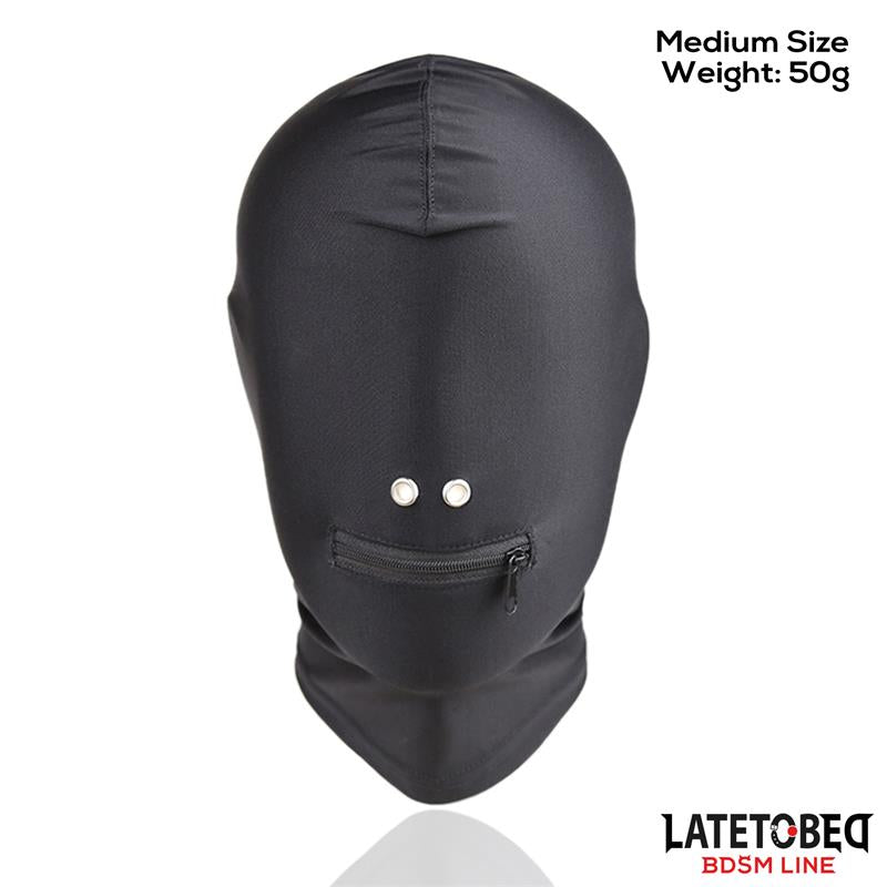 LATETOBED BDSM LINE - FULL COVER HOOD WITH ZIPPER IN THE MOUTH