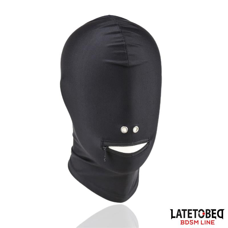 LATETOBED BDSM LINE - FULL COVER HOOD WITH ZIPPER IN THE MOUTH