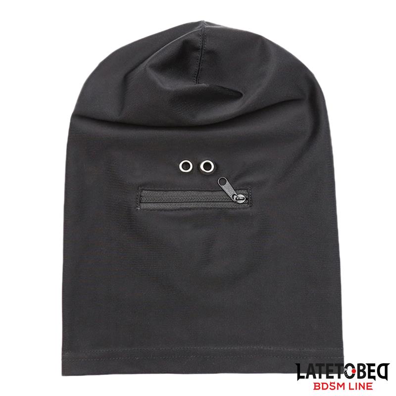 LATETOBED BDSM LINE - FULL COVER HOOD WITH ZIPPER IN THE MOUTH