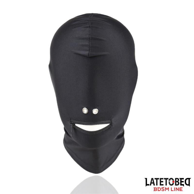 LATETOBED BDSM LINE - FULL COVER HOOD WITH ZIPPER IN THE MOUTH