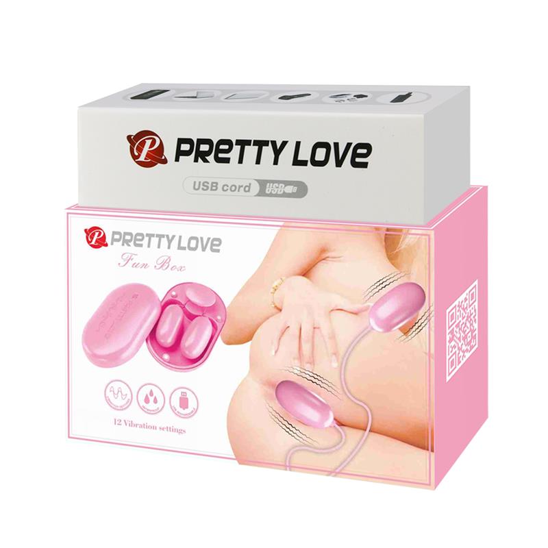 PRETTYLOVE - FUN BOX VIBRATING BULLETS WITH REMOTE PINK USB