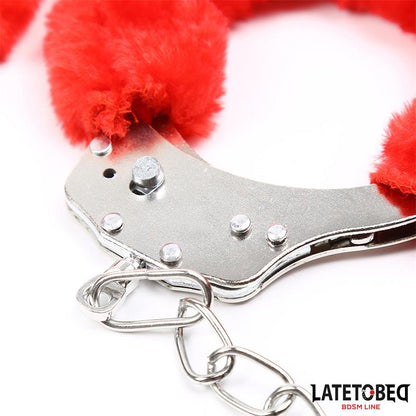 LATETOBED BDSM LINE - FUR ANKLE CUFFS RED