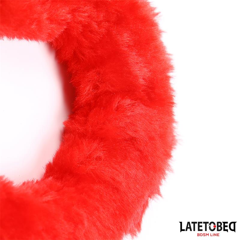 LATETOBED BDSM LINE - FUR ANKLE CUFFS RED